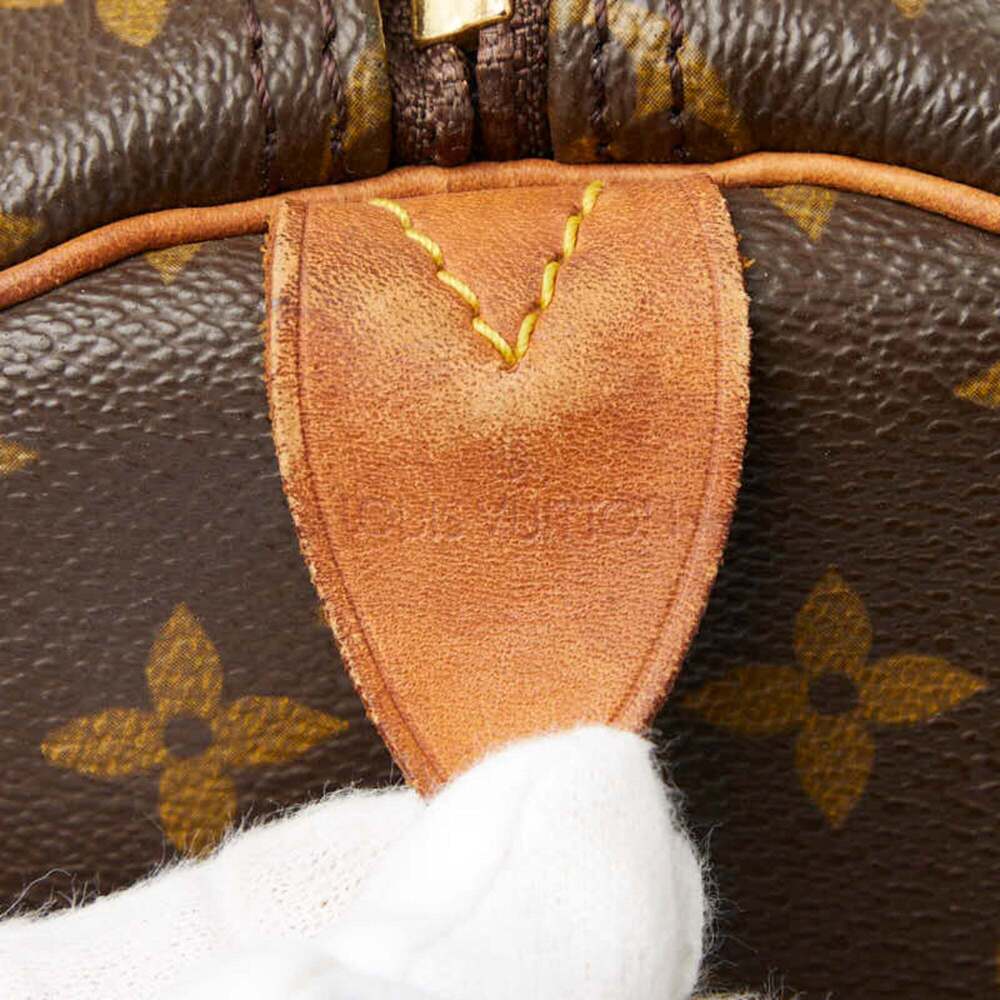 LOUIS VUITTON Authentic Brown Monogram Leather Keepall 55 Boston Bag - Picture 11 of 12